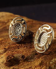 DISCOUNTED ITEM- Greek style stud 6x4 silver earrings